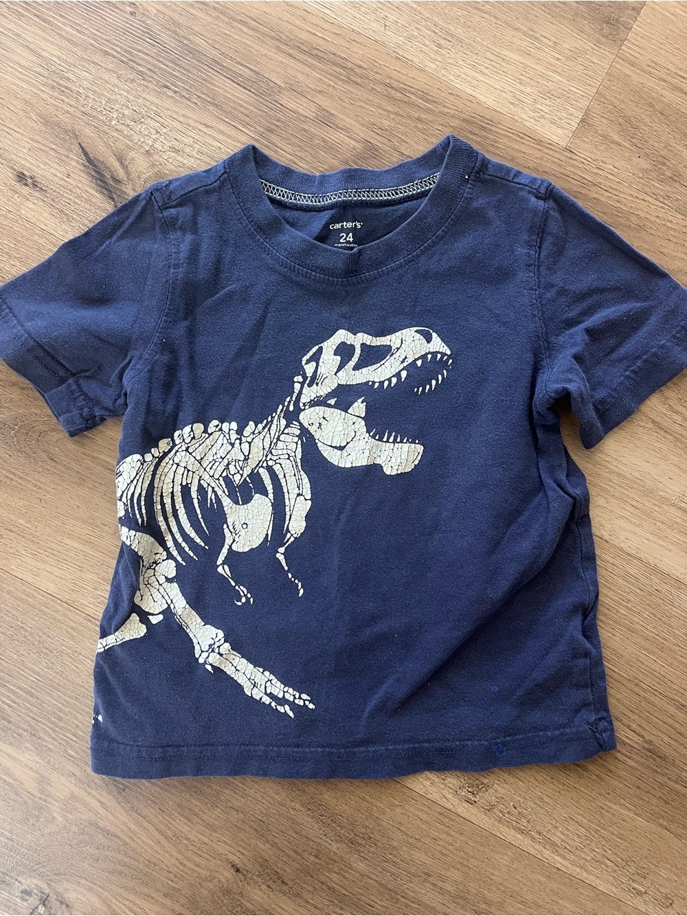 Carter's Navy Tee with Cream Dinosaur Skeleton Graphic 24M
